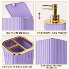 Bathroom Accessories Set - Gorgeous Bathroom Set, 10PC Purple Bathroom Accessory Set, Toilet Brush, Trash Can & Soap Dispenser