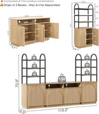 Yechen 110" Modular Entertainment Center with Bookshelves for up to 55", Mid Century Modern TV Stand with Storage, TV Cabinet with Open Shelves and Adjustable Shelves, Living Room, Natural Oak (3 PCS)