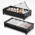 KITHELP Wooden Under Bed Storage with Wheels, Rolling Under the Bed Storage Bins with Removable Lid, Metal Under Bed Drawers for Clothes and Shoes in Bedroom or Living Room(Black Wood-2pack)