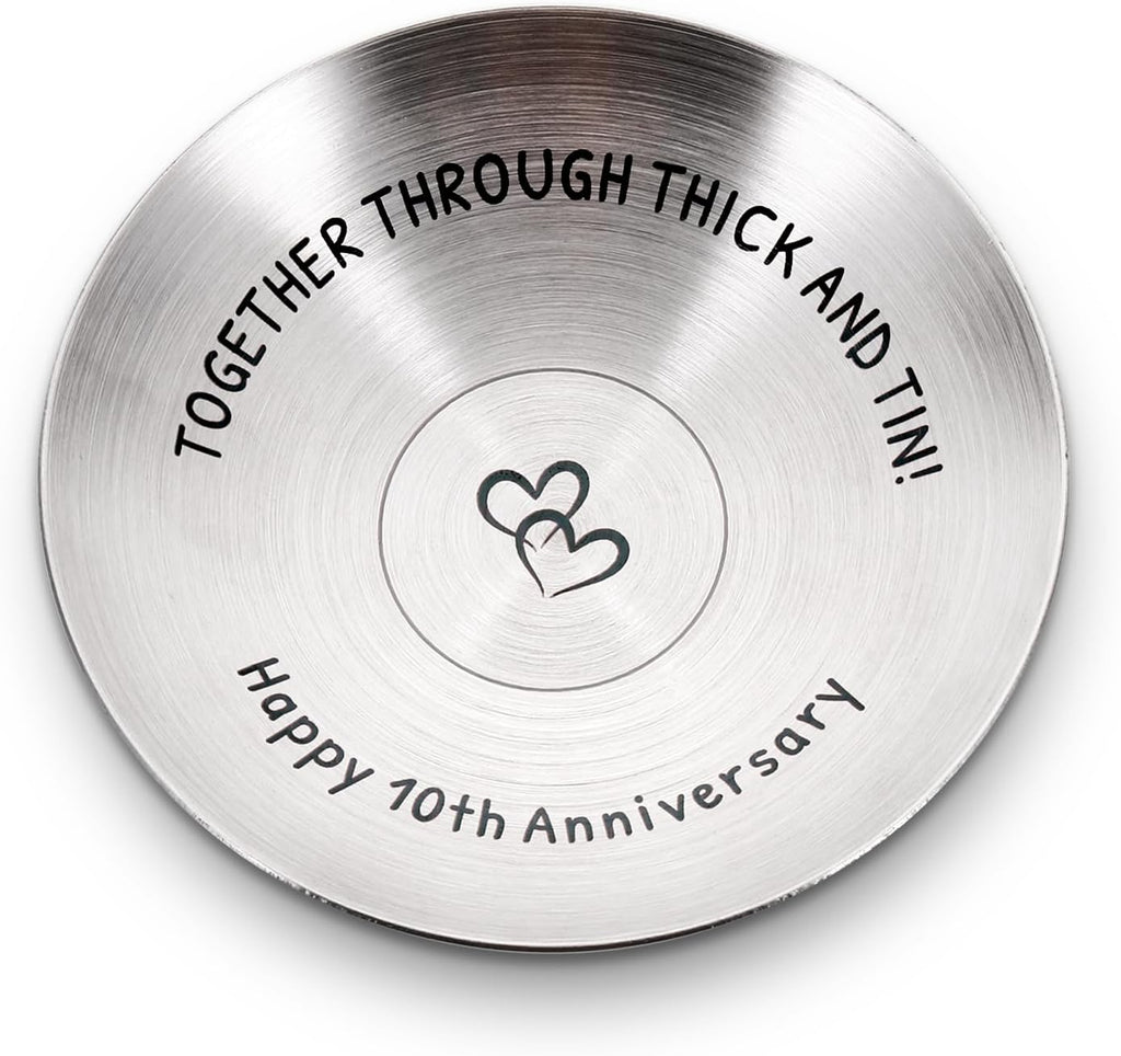 10 Year Anniversary Tin Gifts for Him Her 10 Year Anniversary Wedding Gifts | 10th Anniversary for Wife Husband Couple 10th Wedding Ring Dish for Women Men Tin Gift for 10th Anniversary Tenth Year Gift