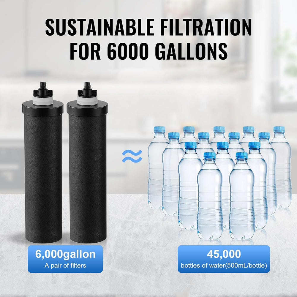 VEVOR Gravity-fed Water Filter System, 1.5G 304 Stainless-Steel Countertop Sy...