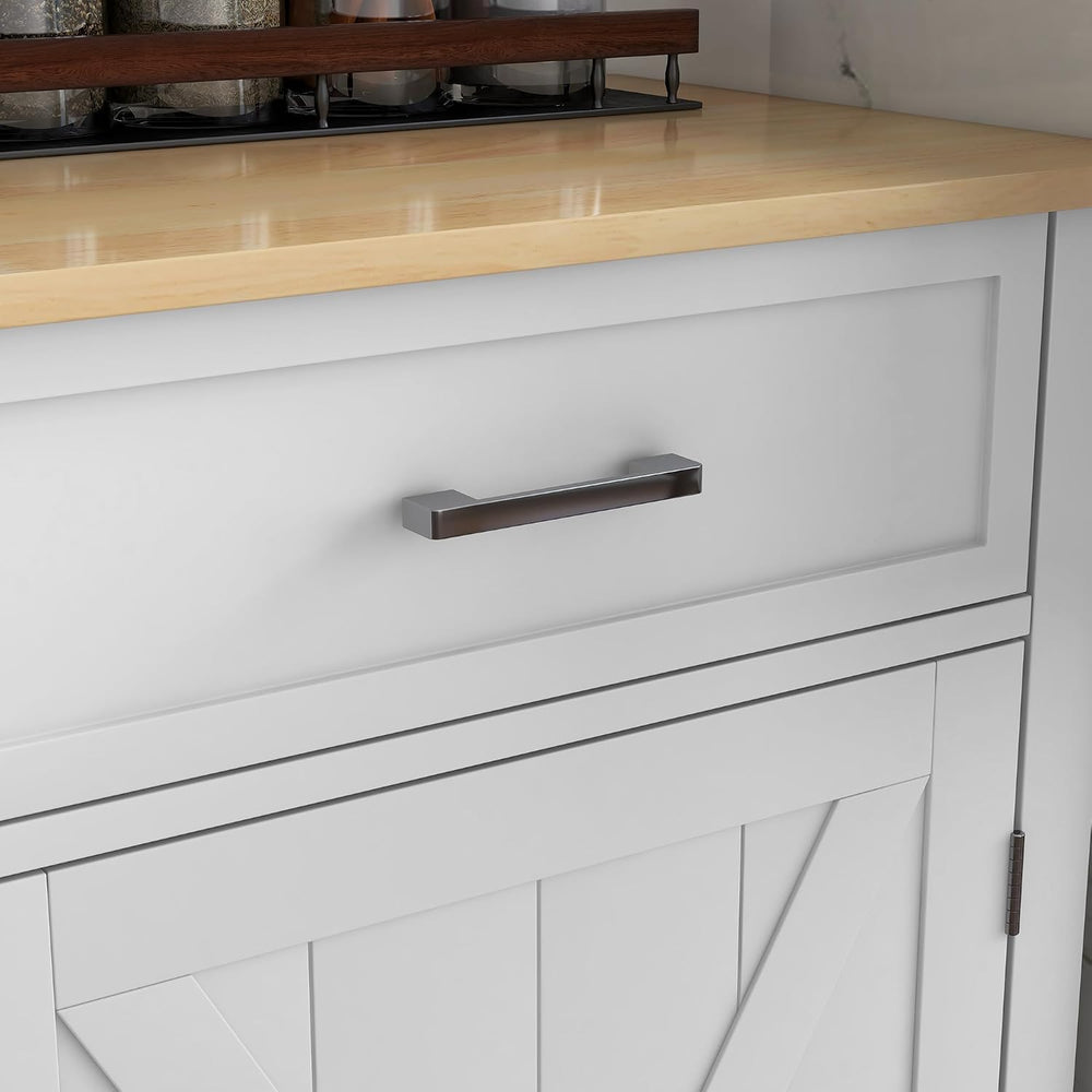 HOMCOM Rolling Kitchen Island with Drop Leaf Wood Breakfast Bar, White | Farm...
