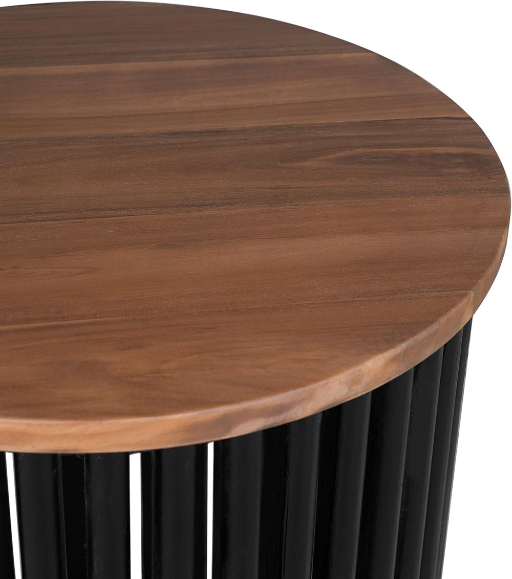 Acacia Wood Side Table,Handcrafted Industrial Accent Tables with Wooden Frame...