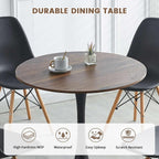 5-Piece Round Dining Table Set,31.5" Mid-Century Modern Kitchen Table with 4 Chairs,Tulip Pedestal Table & Solid Wood Legs,Space Saving Compact Furniture for Small Spaces Apartment Home,Walnut/Black