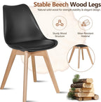 VECELO Dining Chairs Set of 4, Mid-Century Modern Kitchen & Dining Room Chairs, PU Leather Upholstered Seat, Solid Wood Legs, Armless, Non-Slip Feet, Black