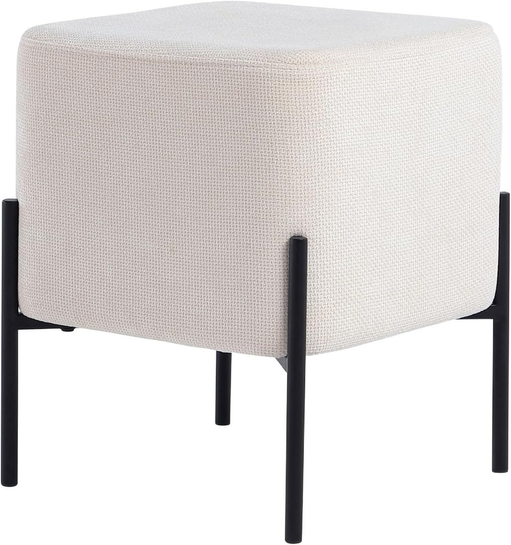 Get Set Modern Linen Ottoman Stool Vanity Stool Foot Rest Stool, Square Small...