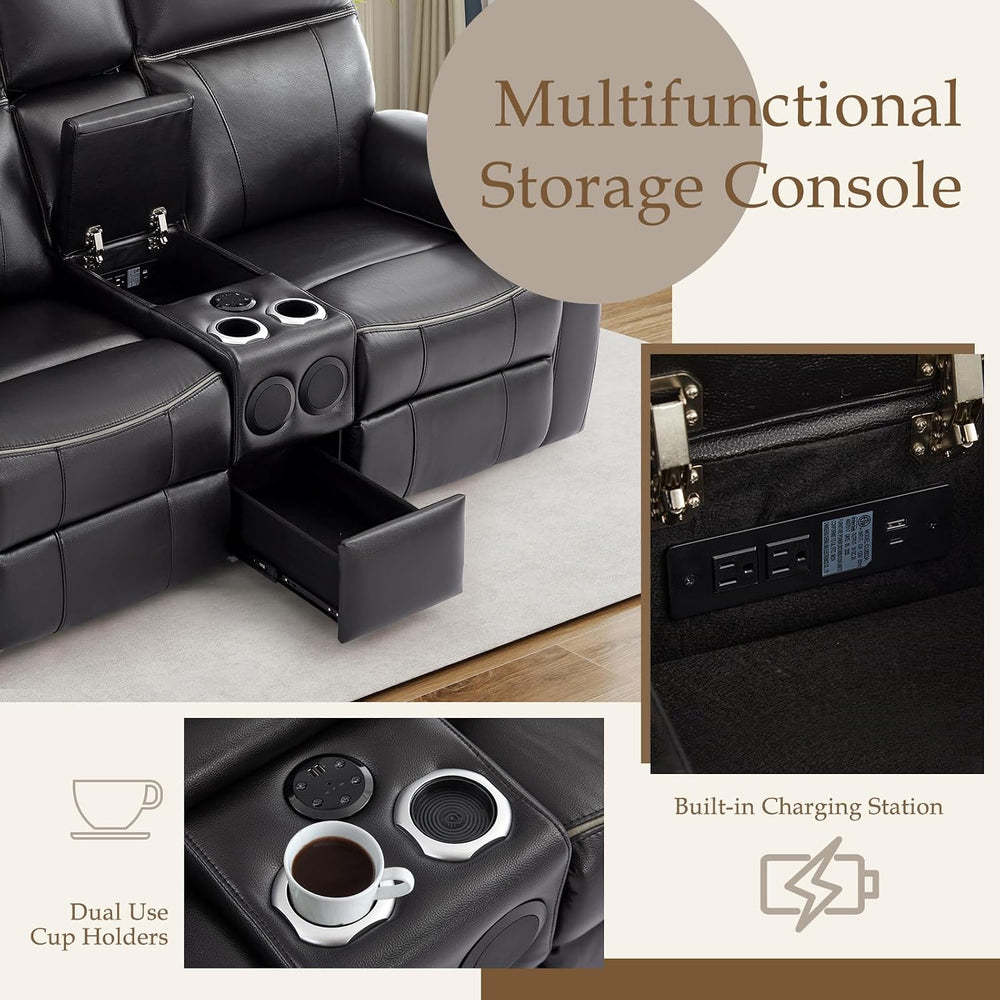 Power Reclining Sofa Set, Power Recliner Sofa and Loveseat Set with LED Light...