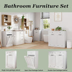 Tilt Out Laundry Hamper Cabinet,10 Gallon Laundry Cabinet with Drawers ＆ Hidden Baskets, Farmhouse Laundry Storage Basket for Laundry Room, Bathroom, Kitchen, White
