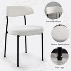 3-Pieces 31.5" Round Dining Table Set for 2, White Dining Table & Boucle Upholstered Dining Chairs Set of 2 for Kitchen Dining Room Apartment Small Space(White-Black Leg Chair)