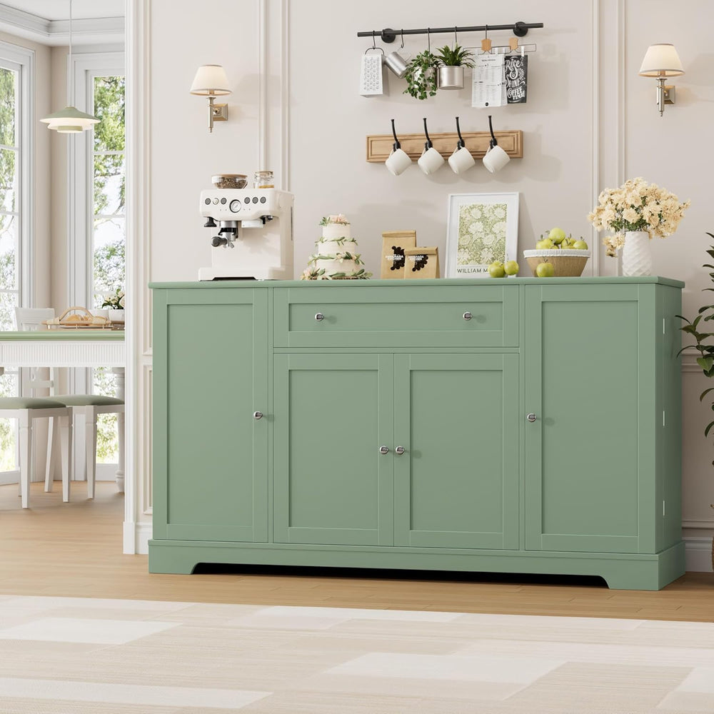 HITHOS 54" W Kitchen Buffet Cabinet with Storage, Coffee Bar Cabinet, Green