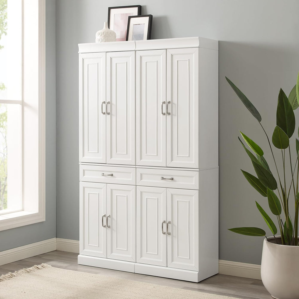 Maykoosh Pantry Cabinets - 2 Piece Kitchen Storage Organizer, White Finish
