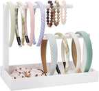 Headband Organizer Headband Holder for Girls Hair Tie Holder Stylish Vanity Organizer with Rustic Natural Wood Design for Bathroom & Dressing Tablespace-Saving Hair Accessory Storage
