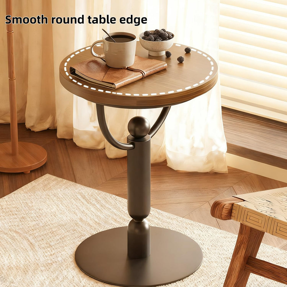 YUNMUARY-Modern Side Tables Living Room, Black Round End Table, Mid Century E...