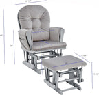 Penau Glider and Ottoman, Button Tufted Gray, Wood Fabric | Nursery Glider And Ottoman Set, Soft Quiet Motion, Button Tufted Back, Side Pocket, Cozy Bonding Spot