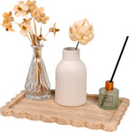 Real Luxurious Natural Marble Tray for Home Decor for Bathroom/Kitchen/Vanity/Dresser Non-Resin (Beige Travertine, 11.4"*7.8")