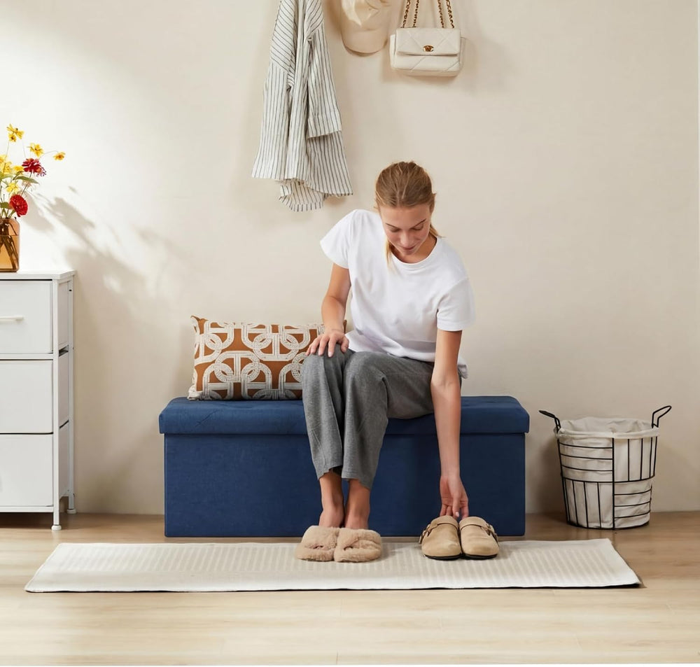 Sweetcrispy 43 Inch Folding Storage Ottoman Bench, Ottoman with Storage | Lar...