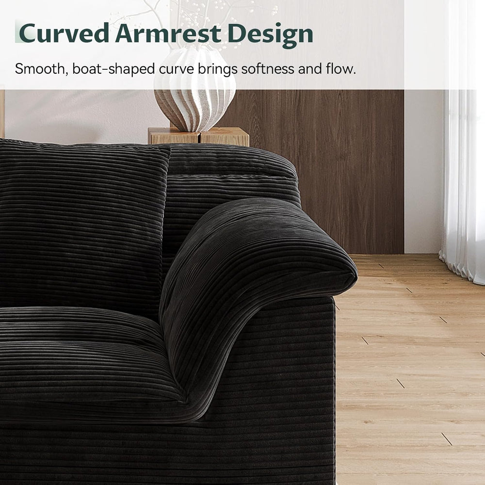 142" Modular Cloud Sectional Couch with Ottoman, Modern Upholstered Comp...