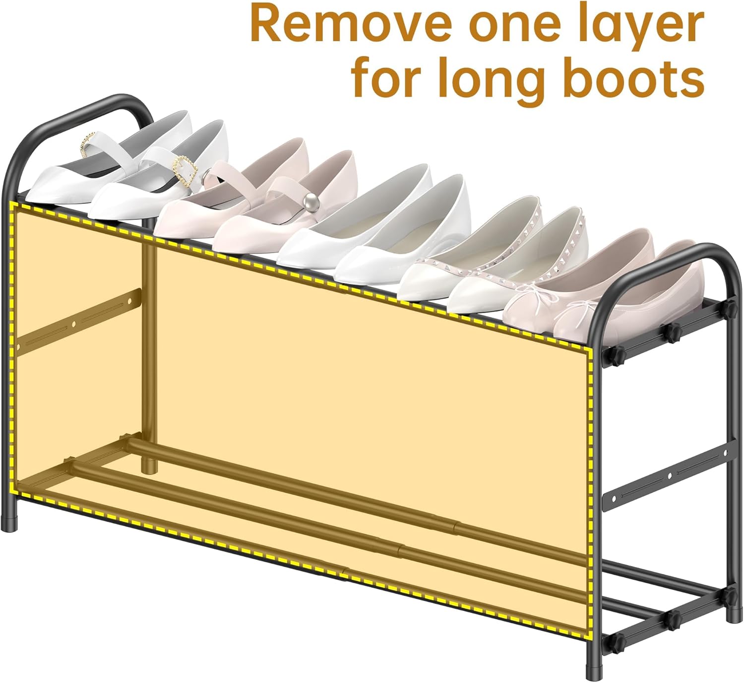 Hleelomi 3-Tier Metal Expandable Shoe Rack for Closet and Entryway Black | Adjustable Shoe Organizer for Closet,Living Room,Dorm,Garage,Fits Small Spaces, Apartments and Rentals
