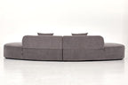 Container Furniture Direct 132" Curved Sofa with Throw Pillows, 6 Seater Luxury Velvet Couch with Half Moon Design and High-Density Foam, Ideal for Modern Living Room, Office & Apartment, Grey