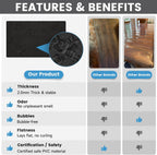 Floral Table Cover Protector Table Craft Mat, 42 x 72 Inch Upgraded 2.0mm Thick, Floral PVC Table Top Protector for Dining Room, Waterproof Black Desk Pad Mat, Easy to Wipe & Cut