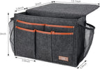 Bedside Caddy, Large Size Bedside Storage Organizer Bedside Organizer Caddy for Magazine Remotes Phone (13.4'' x 18.1'' Plus Size, Dark Grey)