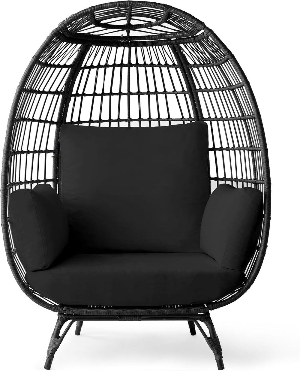 Best Choice Products Wicker Egg Chair, Oversized Indoor Outdoor Lounger for P...