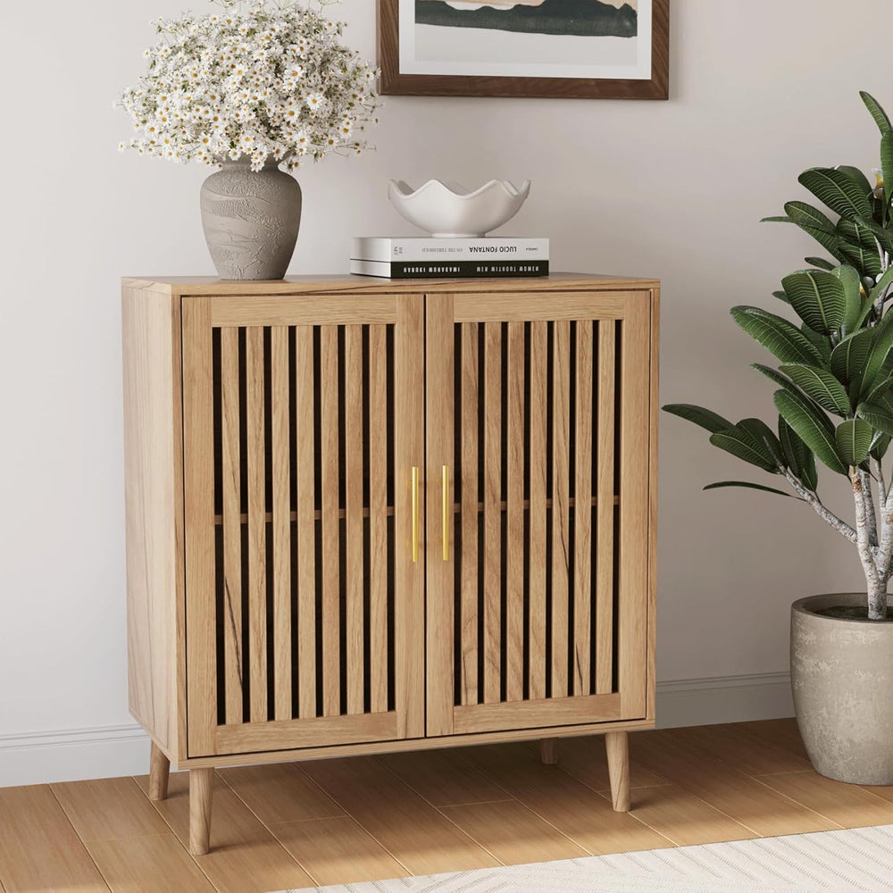 Smart FENDEE Sideboard Cabinet, 31.5" W Farmhouse Buffet Cabinet with Sl...