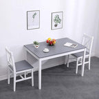 soges Dining Table Set for 4, 42.5 inch Pine Wood Dining Room Table with 4 Chairs, 5-Piece Kitchen Table Chairs Set for Small Space, Apartment, Dinette, Breakfast, White and Grey