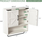 Bathroom Wall Cabinet Over Toilet 24x24 Inch Farmhouse Medicine Cabinet with Towel Bar, 2 Door, Motion Sensor Light & Adjustable Shelves, White Above Toilet Storage for Laundry or Kitchen