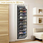 KEEPJOY 10 Tiers Mesh Over Door Shoe Organizer Storage, Hanging Shoe Holder for Door with Large Deep Pockets, Holds 20-30 Pairs of Shoes, Ideal for Sneakers & Boots.(Grey)
