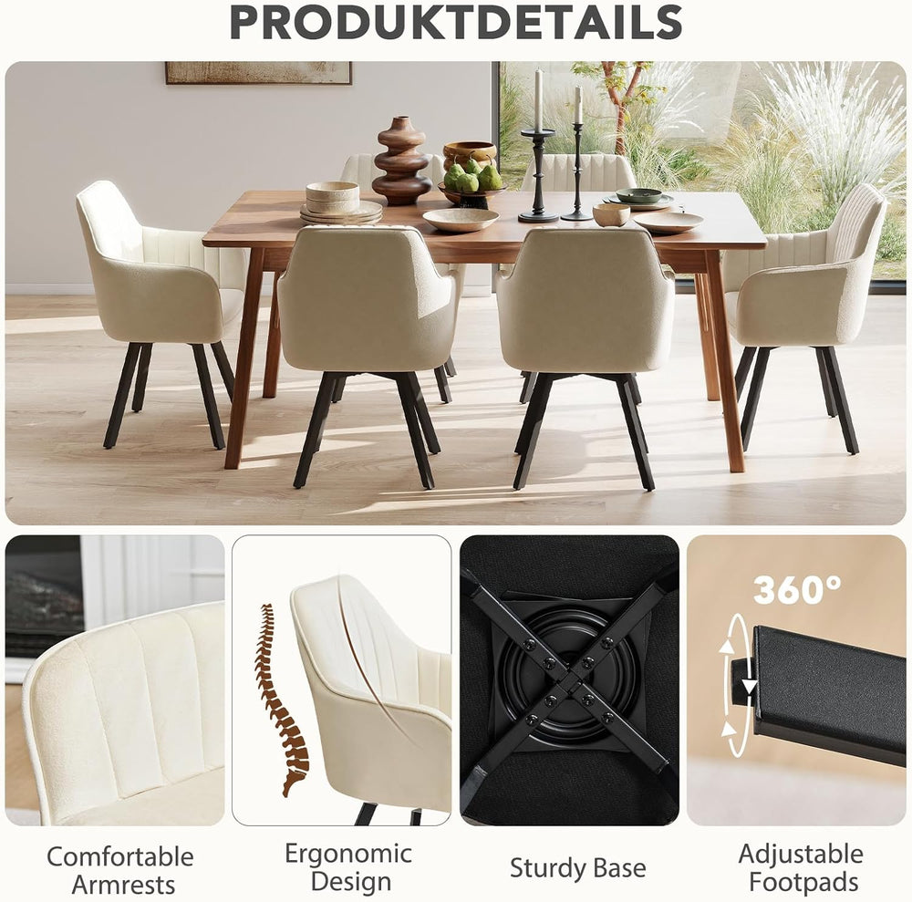Furniliving Swivel Dining Chairs Set of 2, 360° Swivel Dining Room Chairs wit...