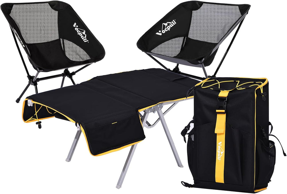 Camping Backpack - Aviation Aluminum Table Frame + 2 Folding Camping Chairs,+...