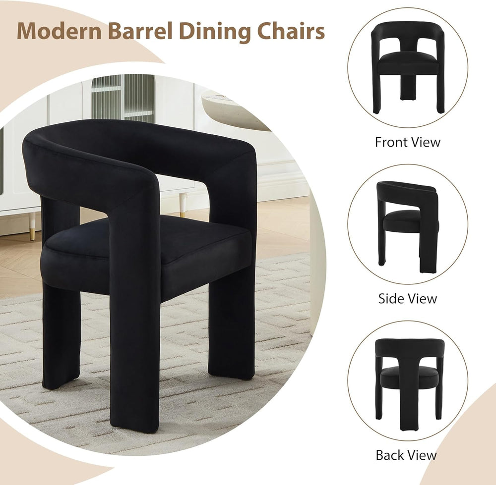 Modern Barrel Dining Chairs Set of 6, No Assembly Velvet Upholstered Dining R...