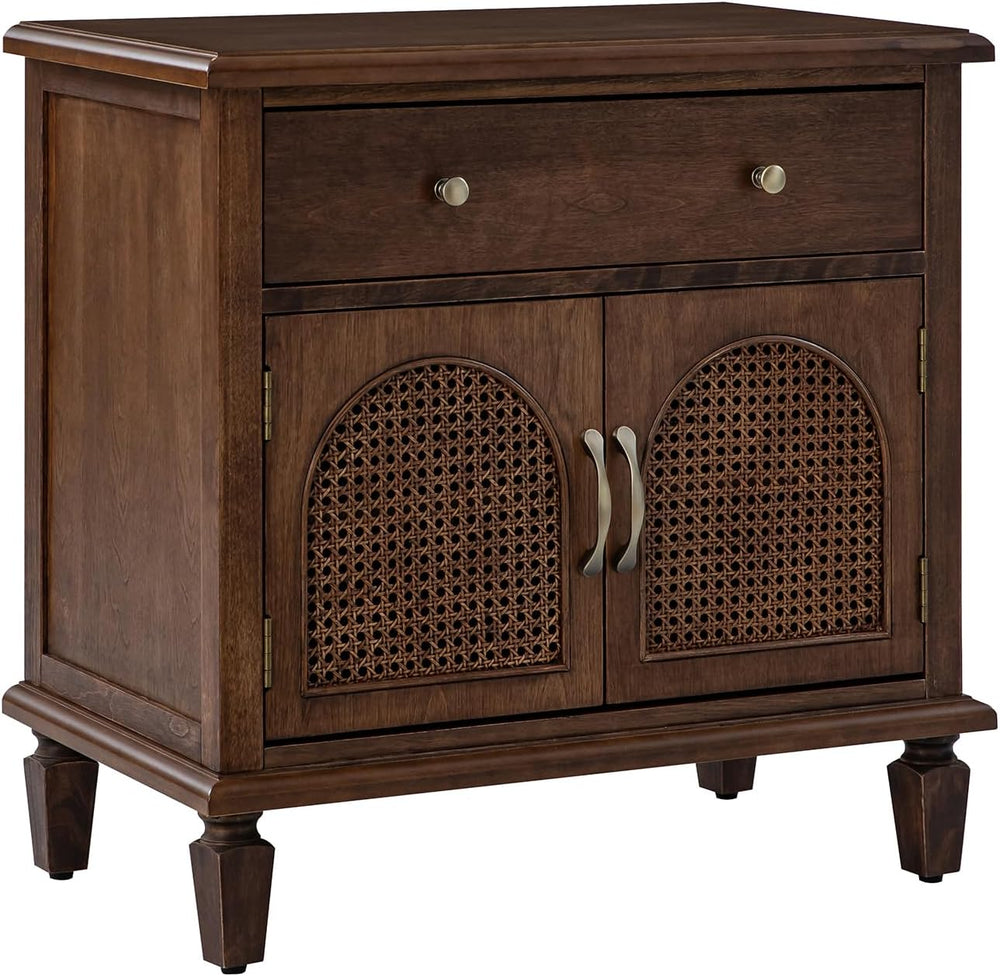HULALA HOME End Table with Doors and Drawer, Traditional Side Table with Soli...