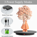 JAYEGT Motorized Rotating Display Stand,350Lbs Load,360 Degree Electric Rotating Turntable for Photography Products Display, Show,Remote Control +5 Colors Backgrounds (Black/23.6Inch/Rechargeable)