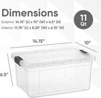 Superio Clear Plastic Storage Bin with Lid,Non-Toxic, BPA Free, Odor Free, Organizer Storage Box, Stackable Plastic Tote for Home, Garage, School, and Office (11 Quart, 6-Pack)