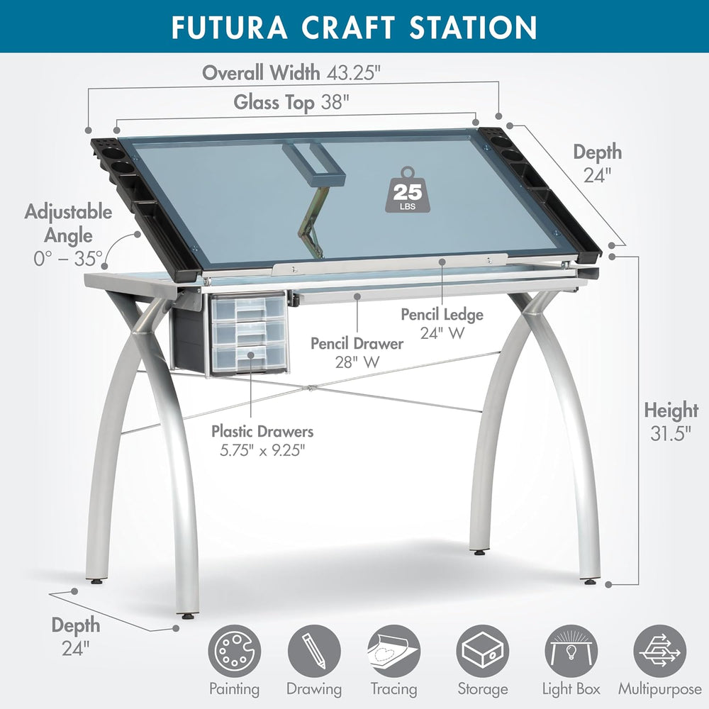 SD Studio Designs 10050 Futura Craft & Drawing Table with Adjustable Temp...