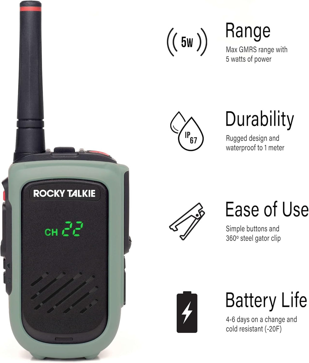 Expedition 5 Watt Radio - GMRS Radio with IP67 Waterproofing, Long Range Walk...