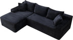 106-Inch L-Shaped Left Facing Boneless Corner Sofa 2 PCS Modular Sectional Cloud Sofa Couch with Chaise Lounge and Toss Pillow, Corduroy Boneless L-Shaped Cloud Couches