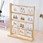 4 Layers of Wooden Display Eacks With Hooks for Necklaces. Rings, Earrings, Bracelets, And Other Jewelry Storage Display Rack