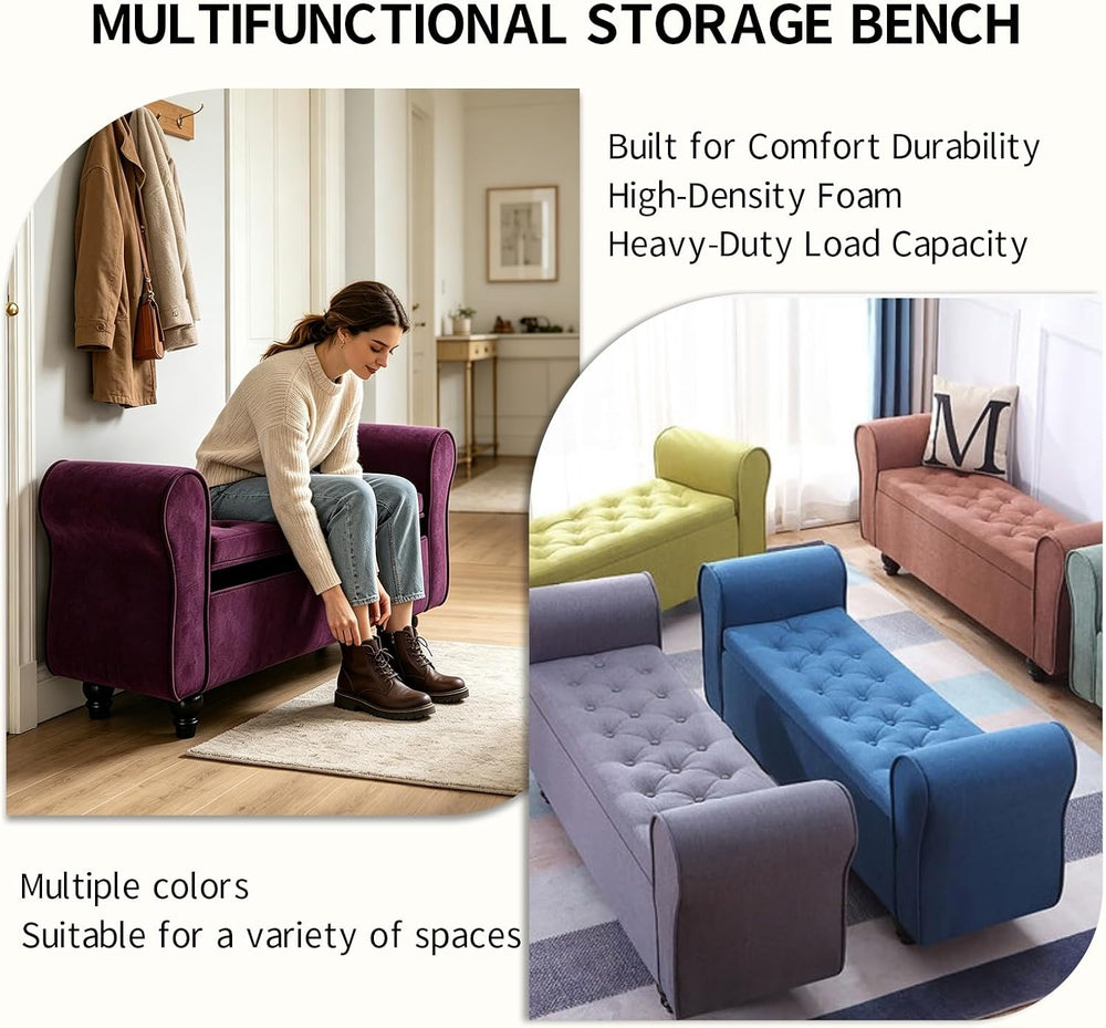 Shoe Storage Bench End-of-Bed Storage Bench End-of-Bed Bench with Storage Bed...