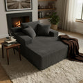 Chaise Lounge with Armrests, Oversized Sofa Bed with 3 Pillows, Cozy Couch, Sleeper Reading Chair for Living Room Bedroom, Floor Sofa Corduroy, Furniture Sala, Volcanic Ash