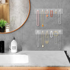 MaxGear Clear Necklace Holder 2-Pack, Wall Jewelry Organizer with 12 Hooks | Acrylic Tangle-Free Display for Necklace, Bracelet, Bangles, Ring, Perfect for Bathroom, Vanity, Closet Door