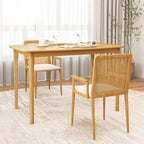 COSTWAY Dining Table, 48” Wooden Rectangular Kitchen Table with Solid Rubber Wood Legs, Spacious Tabletop for Kitchen, Dining Room, Restaurant