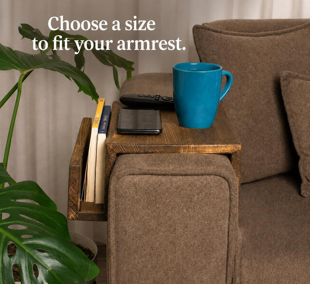 Wooden Sofa Armrest Mini Table & Storage Couch Arm Tray Side with Book or...
