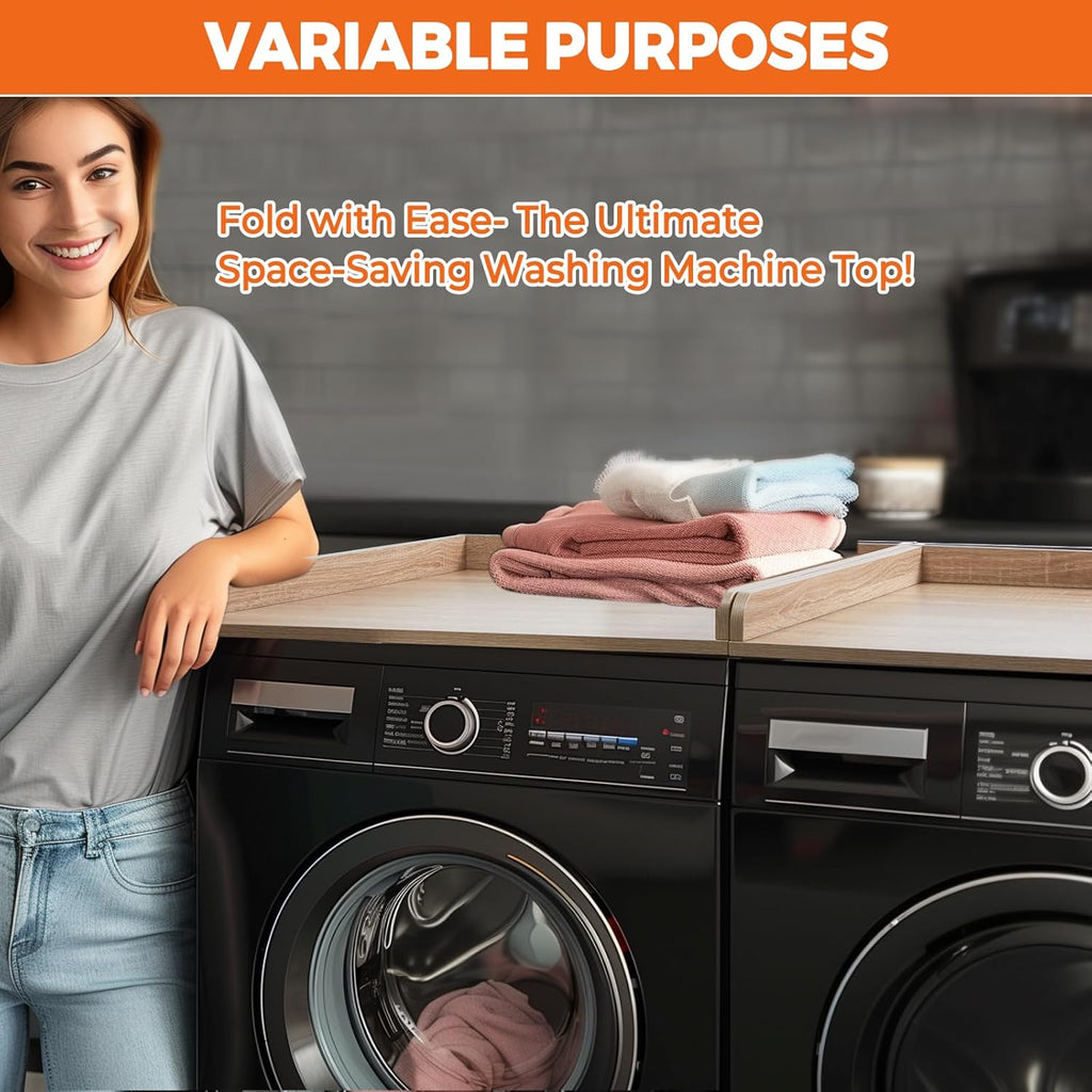 Washer Dryer Countertop, Wooden Laundry Countertop Set of 2 Dryer Storage Shelf for Laundry Room Organization (27.5" x 54") (Natural)