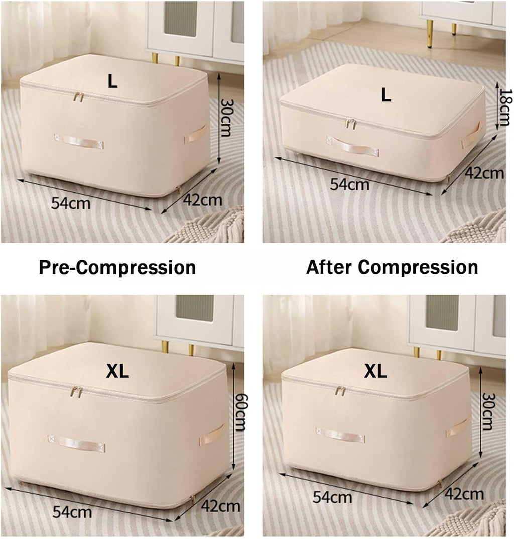 2PCS Ultra Space Saving Self Compression Organizer,Dustproof And Moisture-Proof Compression Storage Bag For King/Queen Comforters, Pillows, Bedding/Quilt, Blanket, Duvet (Pink, Large)