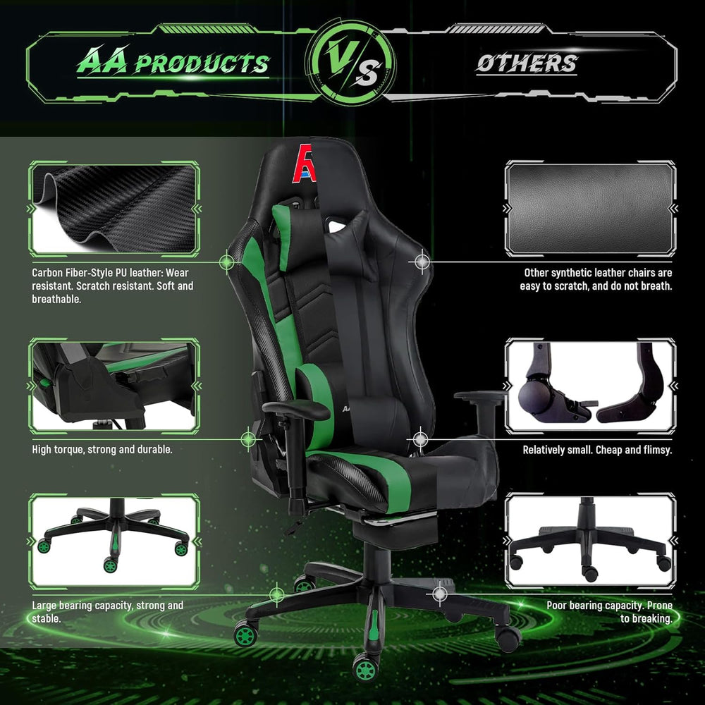 AA Products Gaming Chair High Back Ergonomic Computer Racing Adjustable Gamer...