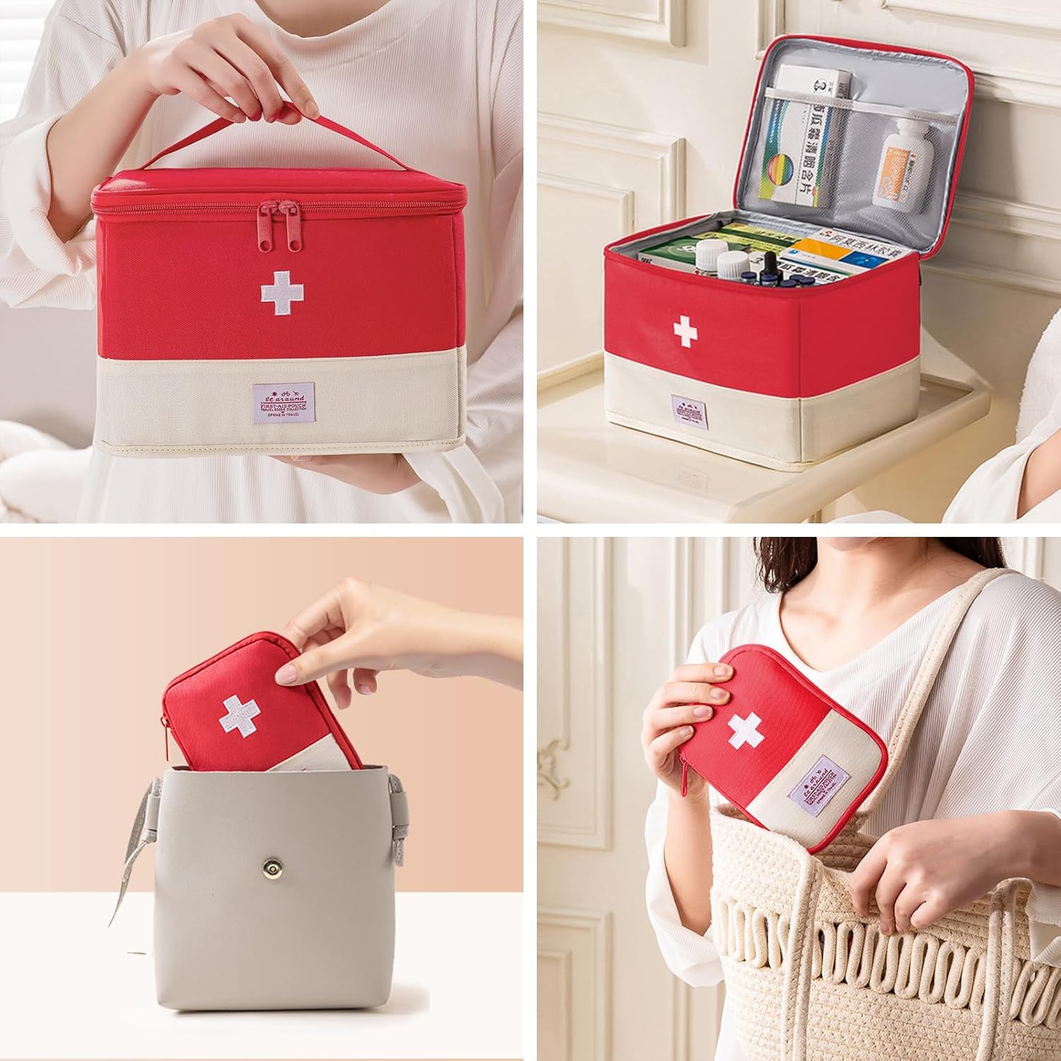 Medication Organizer Storage Bag,Large Capacity Portable Pill Bottle Organizer with Hand, Empty First Aid Kit for Home and Travel