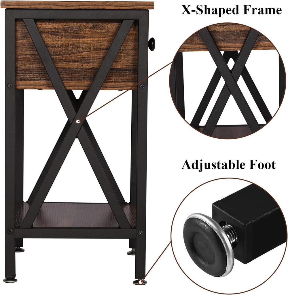 VECELO Nightstands Set of 2, Modern Bedside End Tables, Night Stands with Dra...